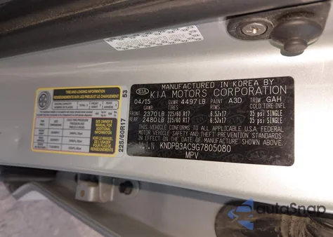 2016 Kia Sportage Lx из США, поврежденный, VIN KNDPB3AC9G7805080